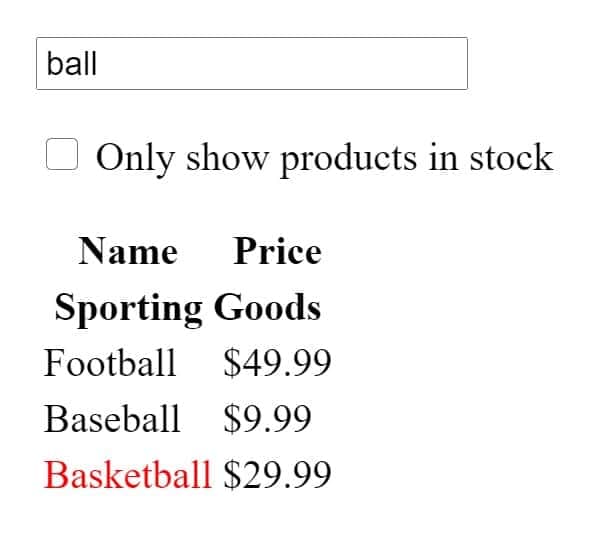 App filtered to "ball"
